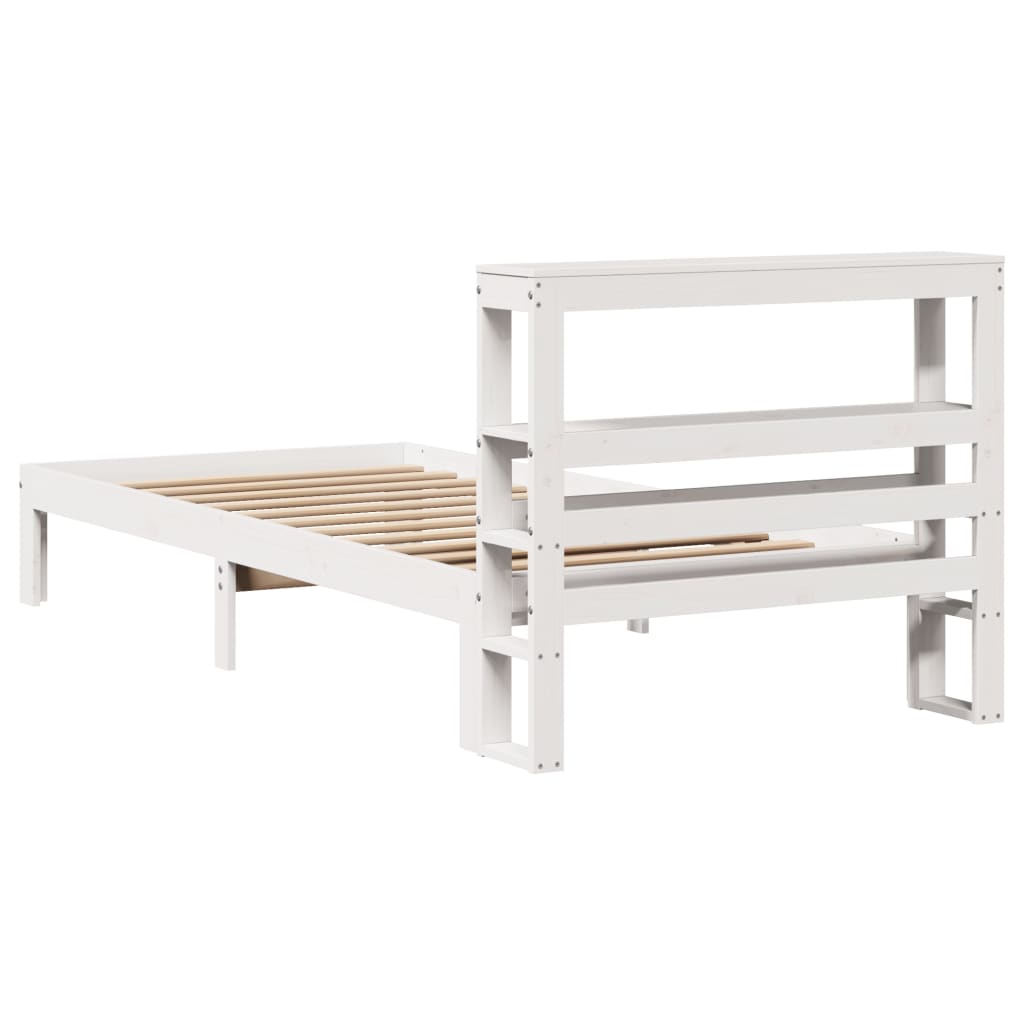 vidaXL Bed Frame with Headboard without Mattress White 90x200 cm