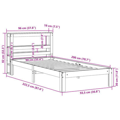 vidaXL Bed Frame with Headboard without Mattress White 90x200 cm
