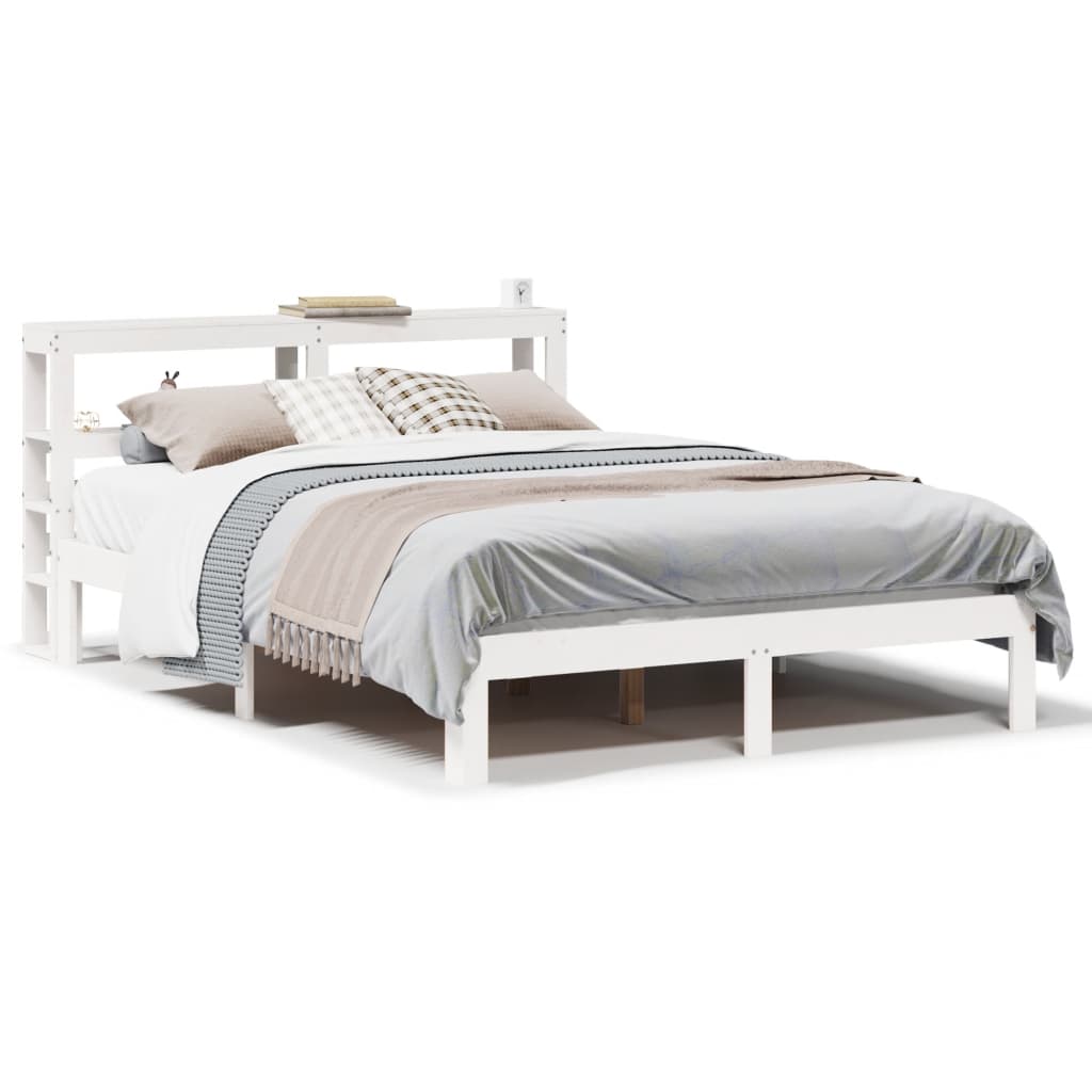 vidaXL Bed Frame with Headboard without Mattress White 120x200 cm
