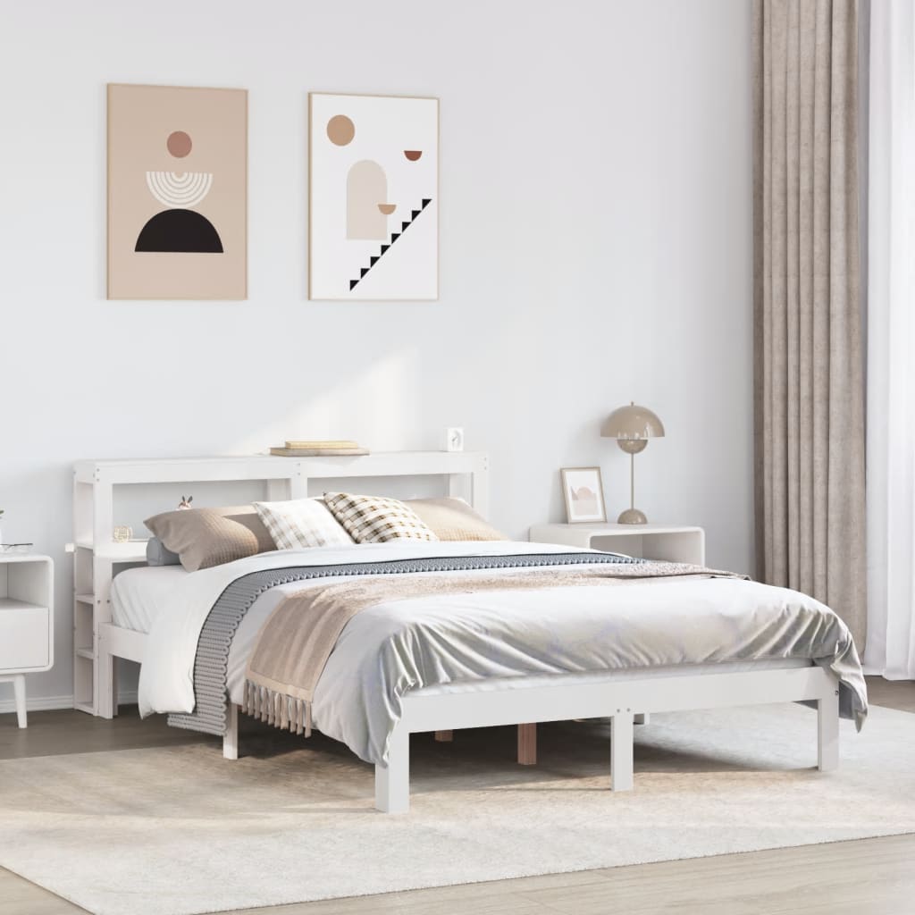 vidaXL Bed Frame with Headboard without Mattress White 120x200 cm