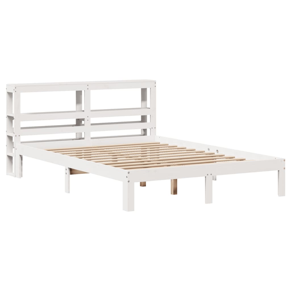 vidaXL Bed Frame with Headboard without Mattress White 150x200 cm King Size
