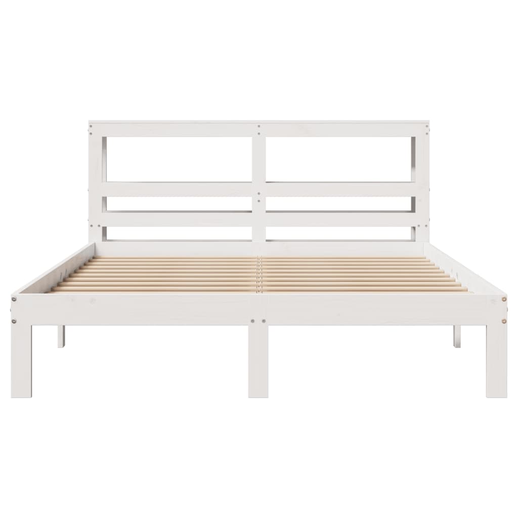 vidaXL Bed Frame with Headboard without Mattress White 150x200 cm King Size