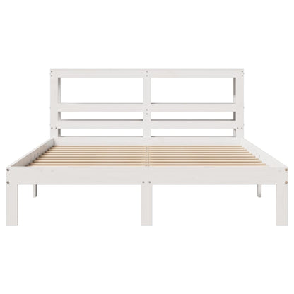 vidaXL Bed Frame with Headboard without Mattress White 150x200 cm King Size