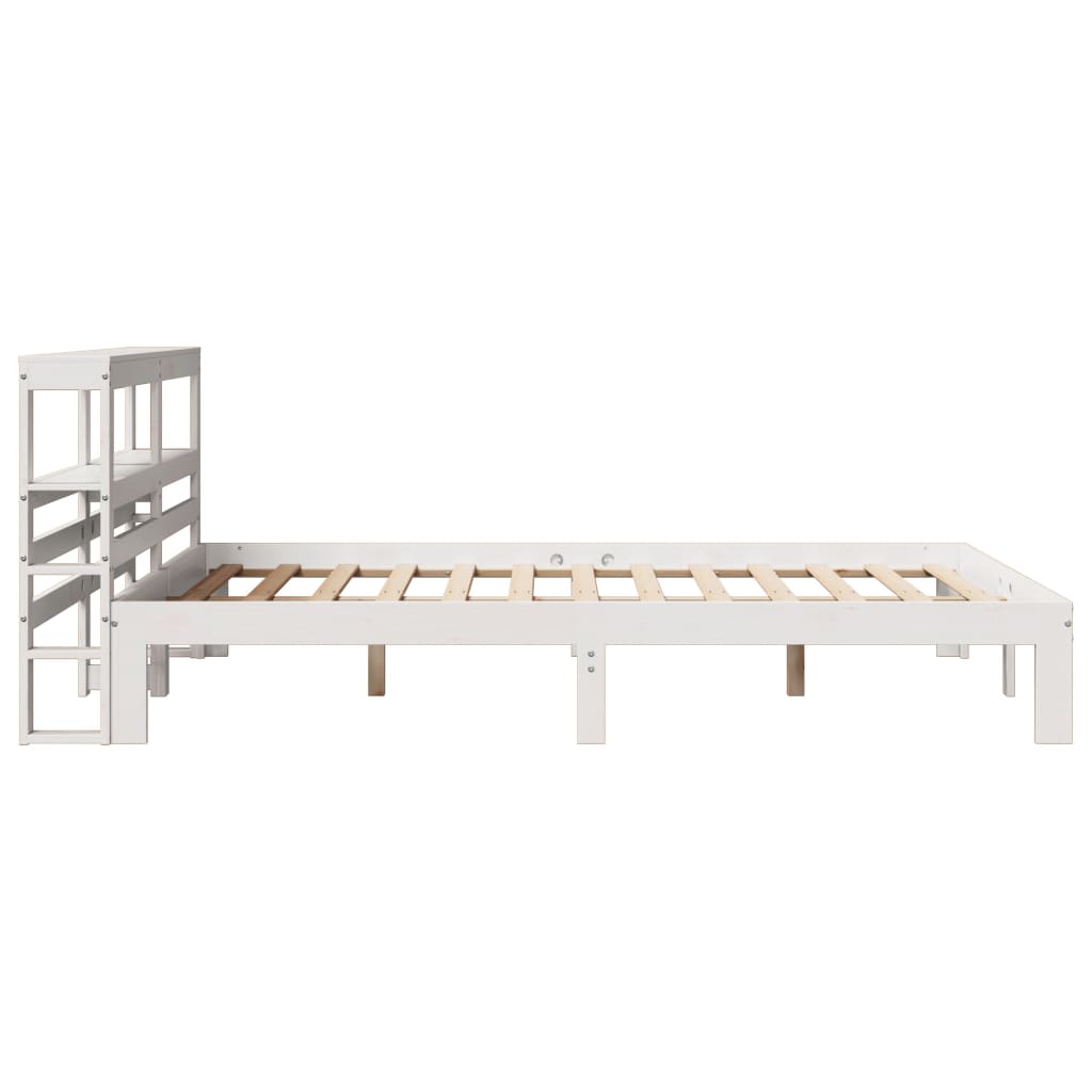 vidaXL Bed Frame with Headboard without Mattress White 150x200 cm King Size