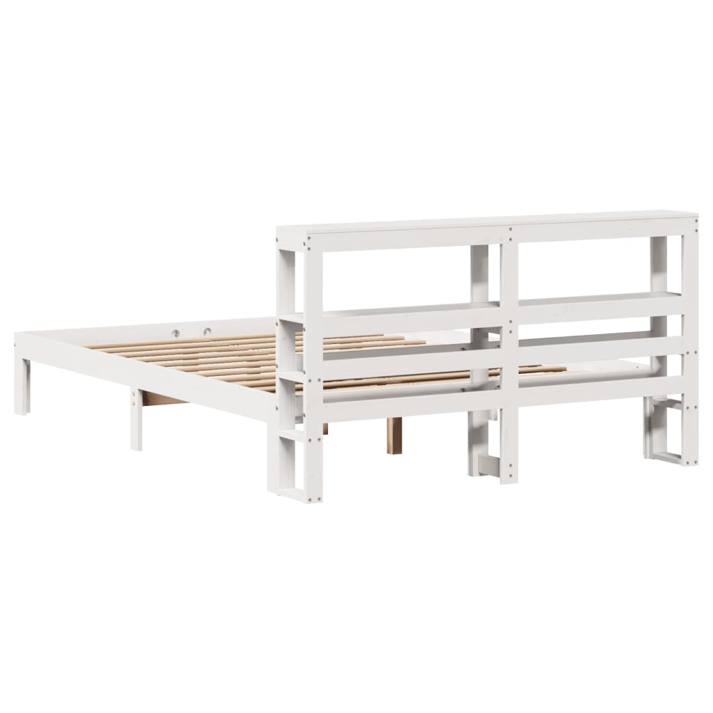 vidaXL Bed Frame with Headboard without Mattress White 150x200 cm King Size