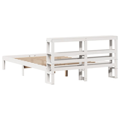vidaXL Bed Frame with Headboard without Mattress White 150x200 cm King Size
