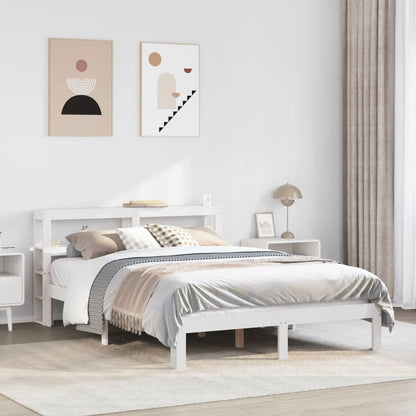 vidaXL Bed Frame with Headboard without Mattress White 150x200 cm King Size