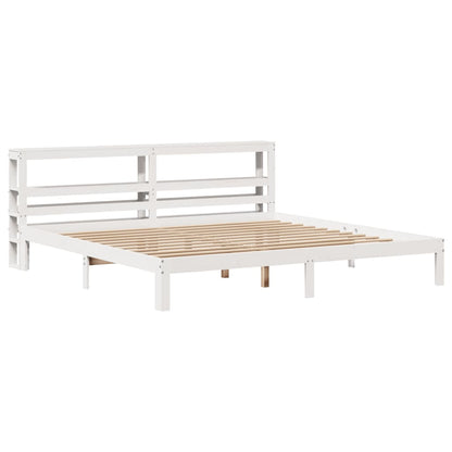 vidaXL Bed Frame with Headboard without Mattress White 180x200 cm Super King