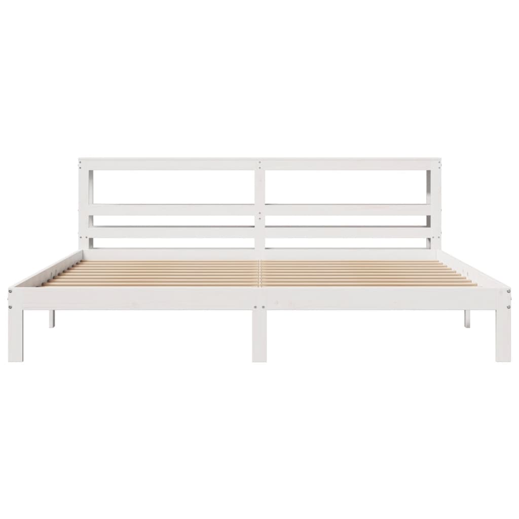 vidaXL Bed Frame with Headboard without Mattress White 180x200 cm Super King
