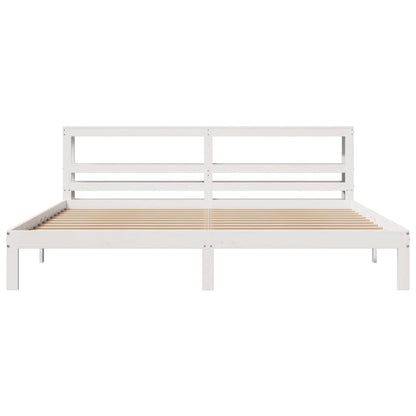 vidaXL Bed Frame with Headboard without Mattress White 180x200 cm Super King