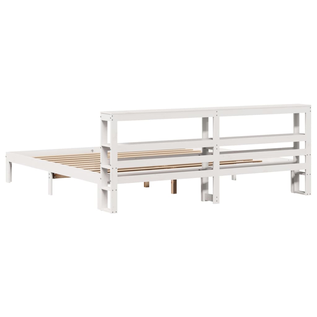 vidaXL Bed Frame with Headboard without Mattress White 180x200 cm Super King