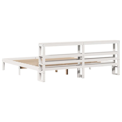 vidaXL Bed Frame with Headboard without Mattress White 180x200 cm Super King