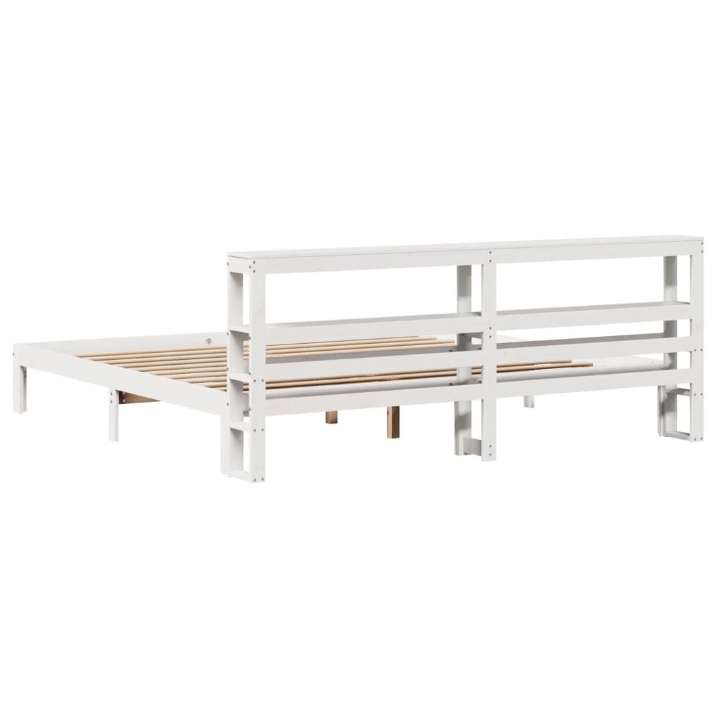 vidaXL Bed Frame with Headboard without Mattress White 200x200 cm