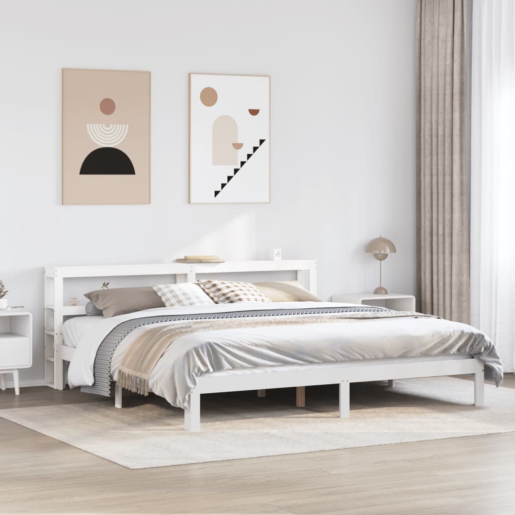 vidaXL Bed Frame with Headboard without Mattress White 200x200 cm