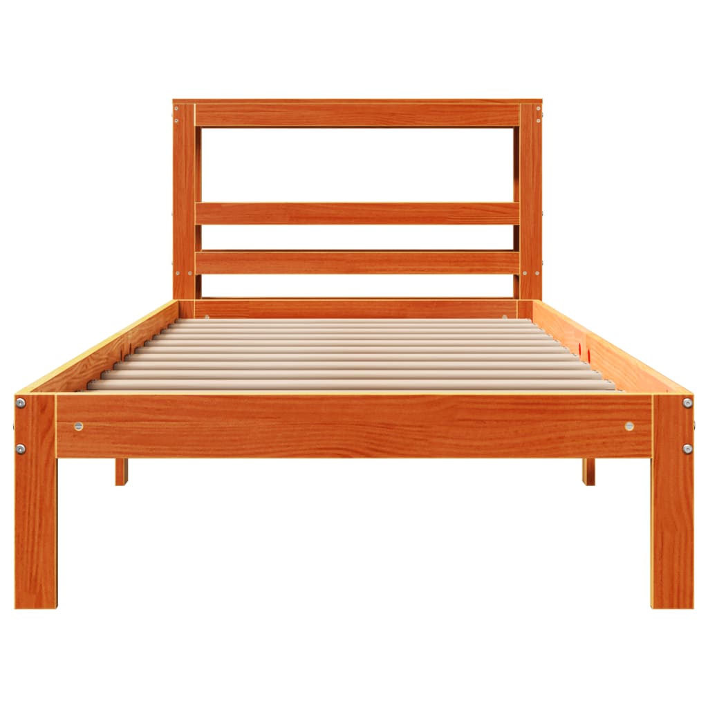 vidaXL Bed Frame without Mattress Wax Brown 75x190 cm Small Single Solid Wood Pine