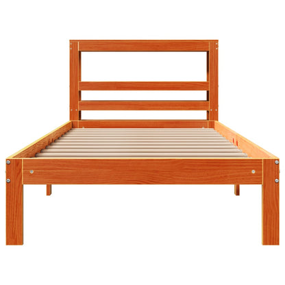 vidaXL Bed Frame without Mattress Wax Brown 75x190 cm Small Single Solid Wood Pine
