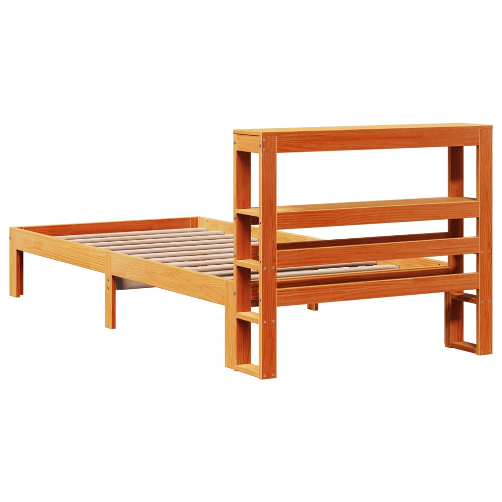 vidaXL Bed Frame without Mattress Wax Brown 75x190 cm Small Single Solid Wood Pine