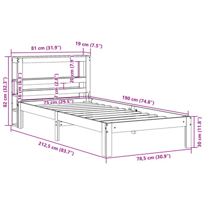 vidaXL Bed Frame without Mattress Wax Brown 75x190 cm Small Single Solid Wood Pine