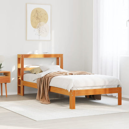 vidaXL Bed Frame without Mattress Wax Brown 75x190 cm Small Single Solid Wood Pine