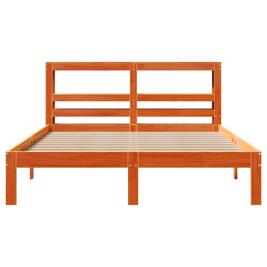 vidaXL Bed Frame without Mattress Wax Brown 120x190 cm Small Double Solid Wood Pine