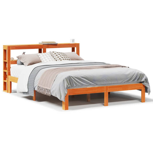vidaXL Bed Frame without Mattress Wax Brown 135x190 cm Double Solid Wood Pine