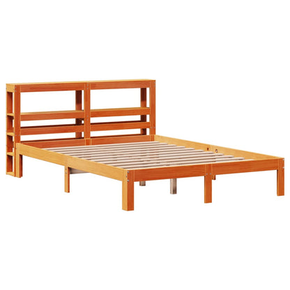 vidaXL Bed Frame without Mattress Wax Brown 135x190 cm Double Solid Wood Pine