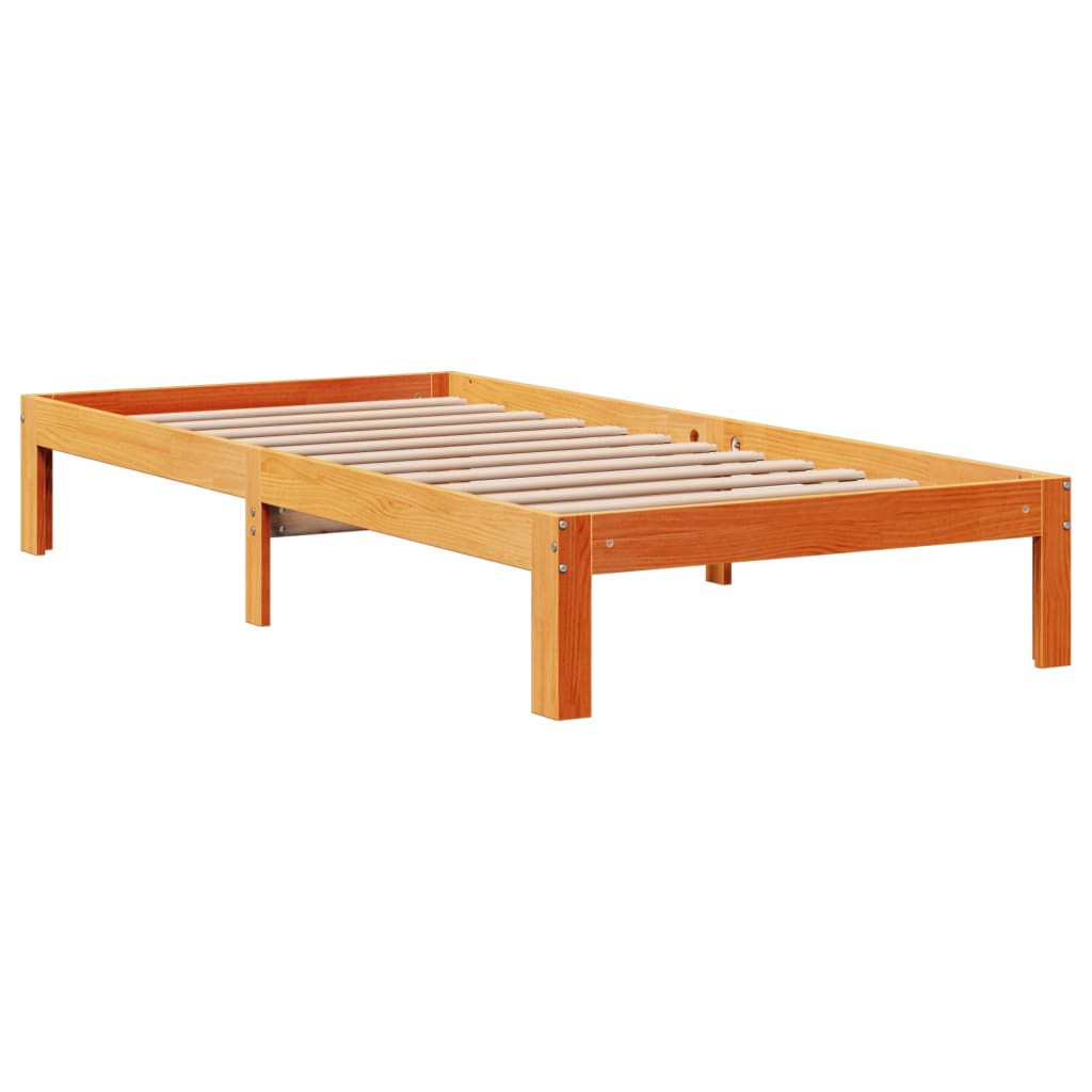 vidaXL Bed Frame without Mattress Wax Brown 100x200 cm Solid Wood Pine