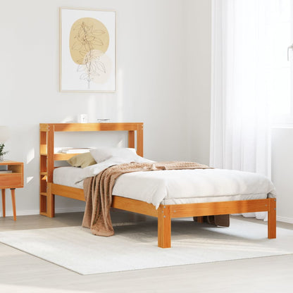 vidaXL Bed Frame without Mattress Wax Brown 100x200 cm Solid Wood Pine