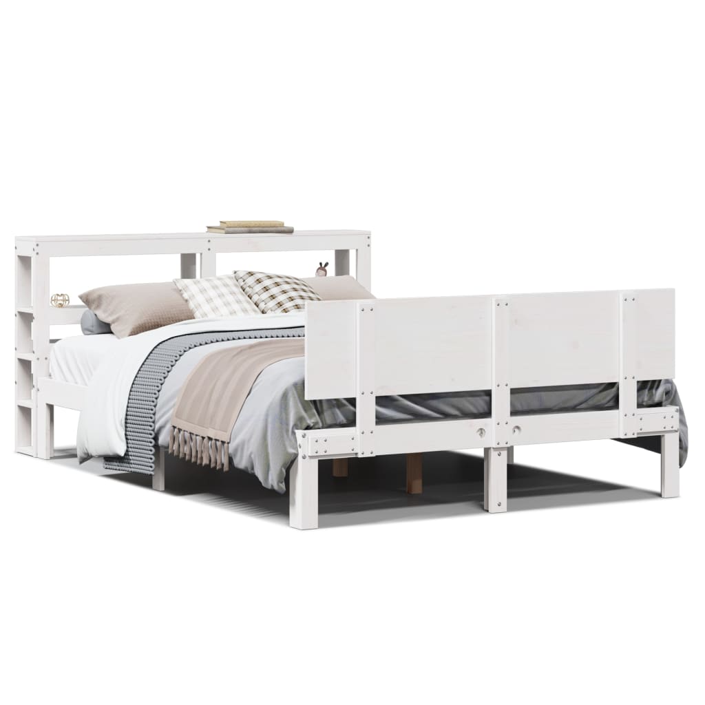 vidaXL Bed Frame with Headboard without Mattress White 120x190 cm Small Double