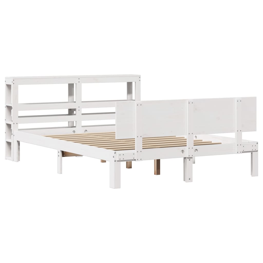 vidaXL Bed Frame with Headboard without Mattress White 120x190 cm Small Double
