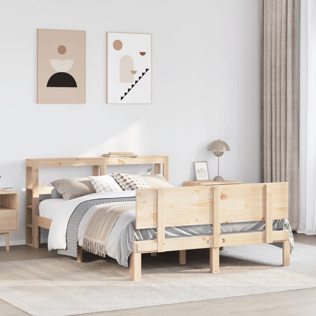 vidaXL Bed Frame with Headboard without Mattress 140x190 cm