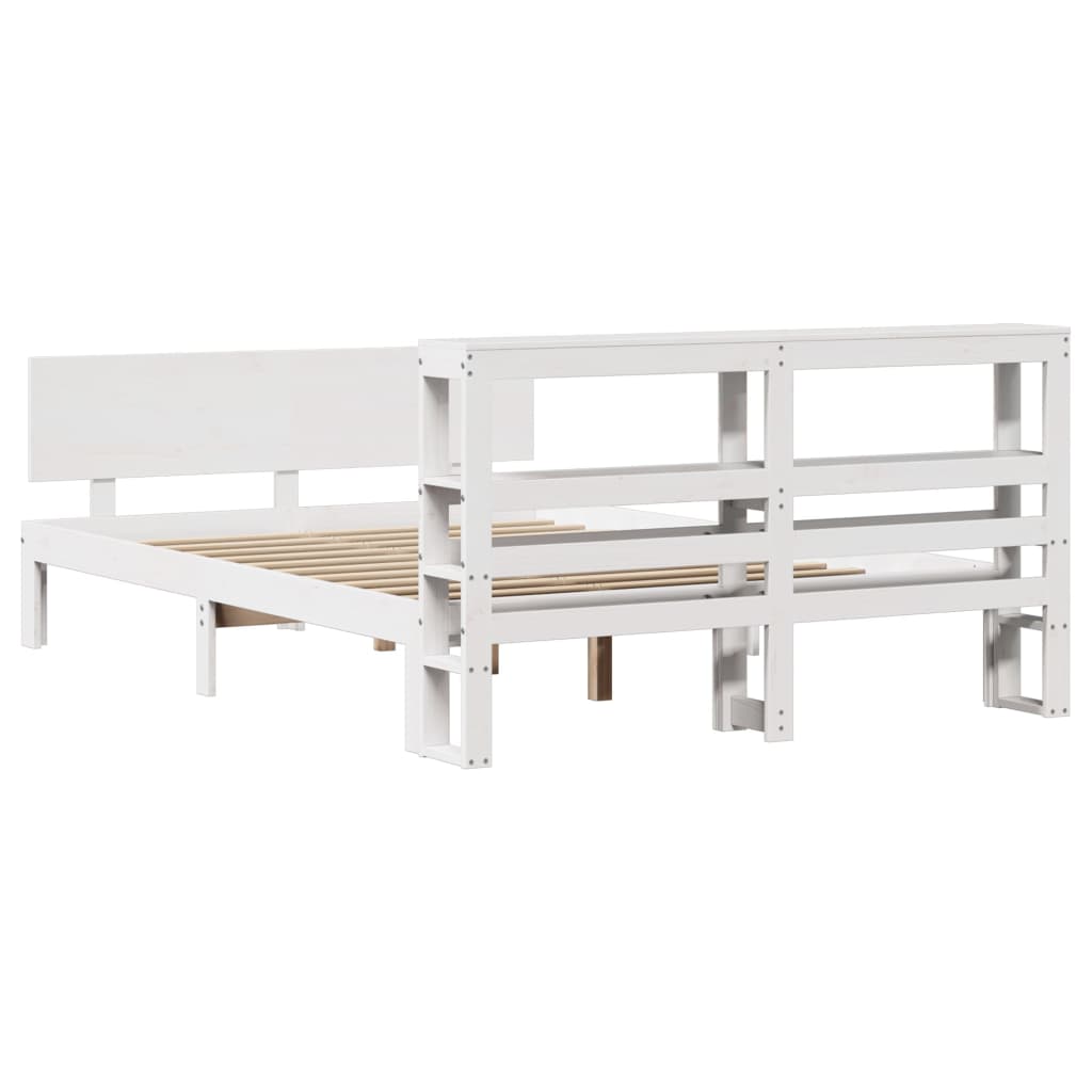 vidaXL Bed Frame with Headboard without Mattress White 140x190 cm
