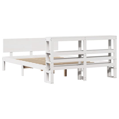 vidaXL Bed Frame with Headboard without Mattress White 140x190 cm