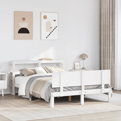 vidaXL Bed Frame with Headboard without Mattress White 140x190 cm