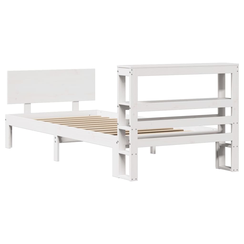 vidaXL Bed Frame with Headboard without Mattress White 90x200 cm