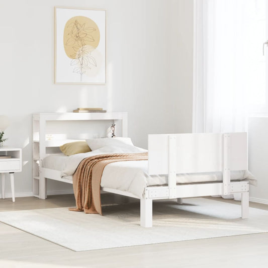 vidaXL Bed Frame with Headboard without Mattress White 90x200 cm