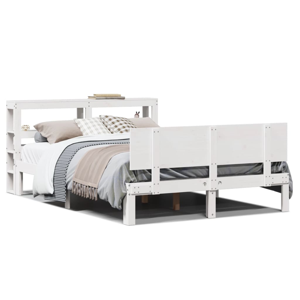 vidaXL Bed Frame with Headboard without Mattress White 120x200 cm