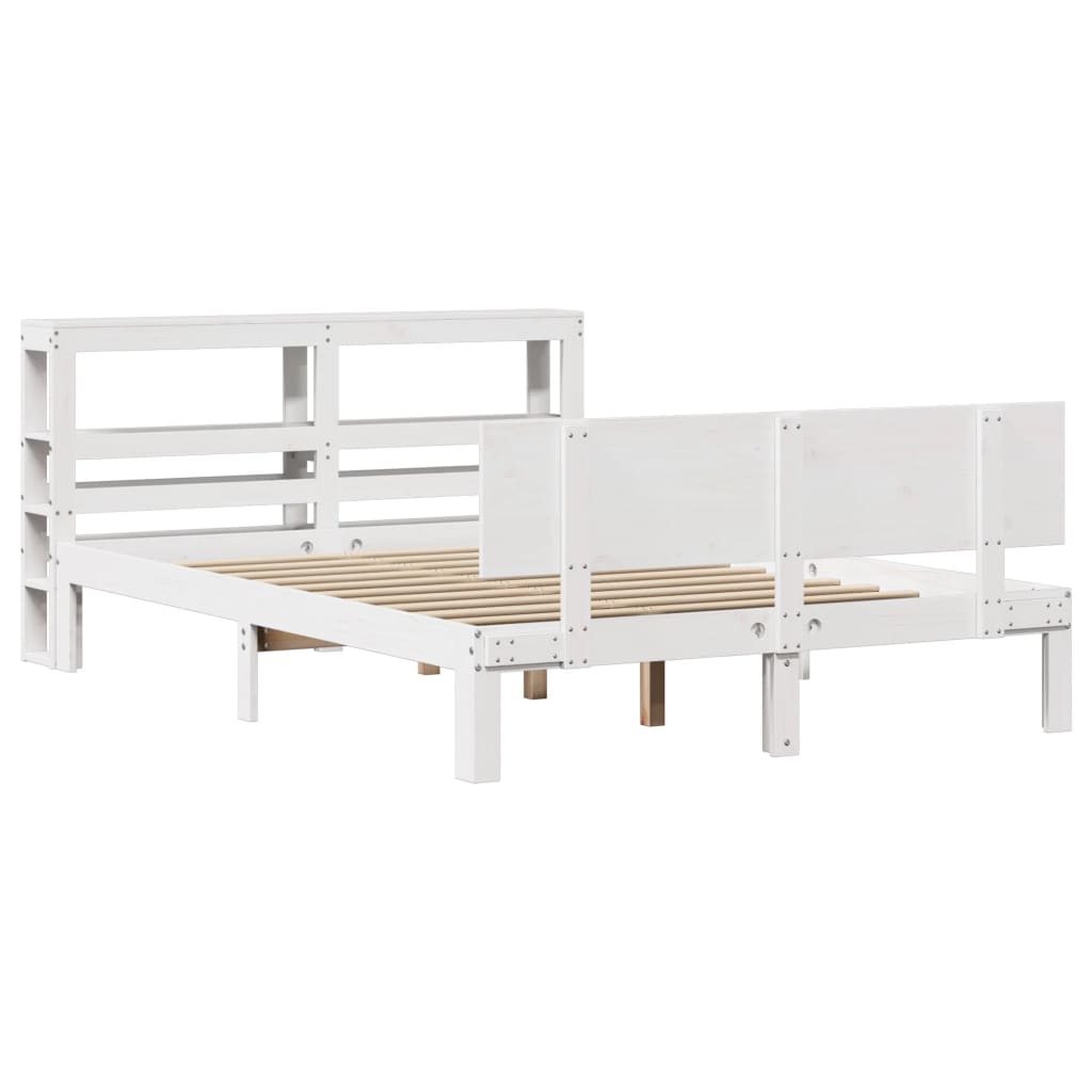 vidaXL Bed Frame with Headboard without Mattress White 120x200 cm