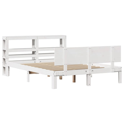 vidaXL Bed Frame with Headboard without Mattress White 120x200 cm