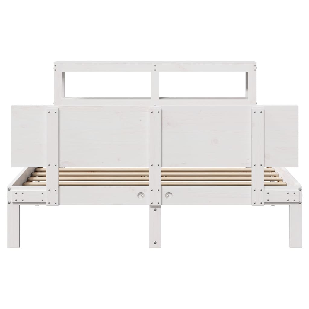vidaXL Bed Frame with Headboard without Mattress White 120x200 cm