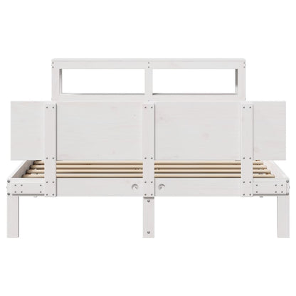 vidaXL Bed Frame with Headboard without Mattress White 120x200 cm