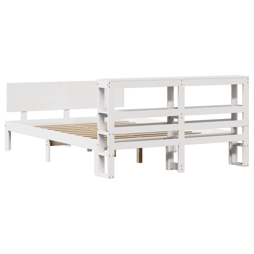 vidaXL Bed Frame with Headboard without Mattress White 120x200 cm