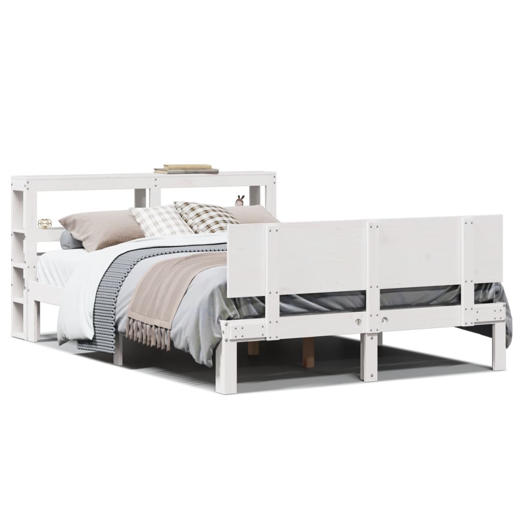 vidaXL Bed Frame with Headboard without Mattress White 150x200 cm King Size