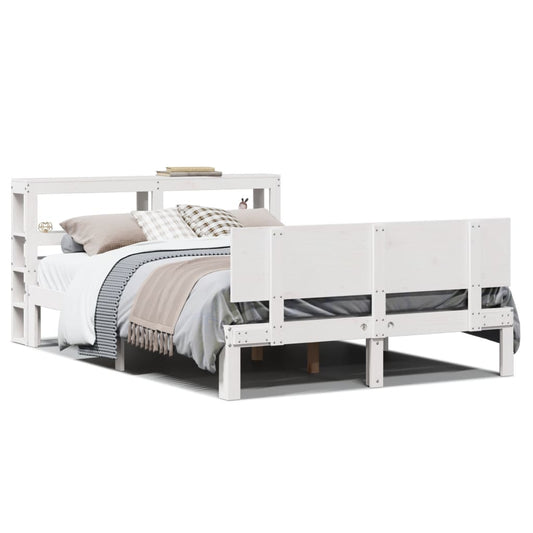 vidaXL Bed Frame with Headboard without Mattress White 150x200 cm King Size