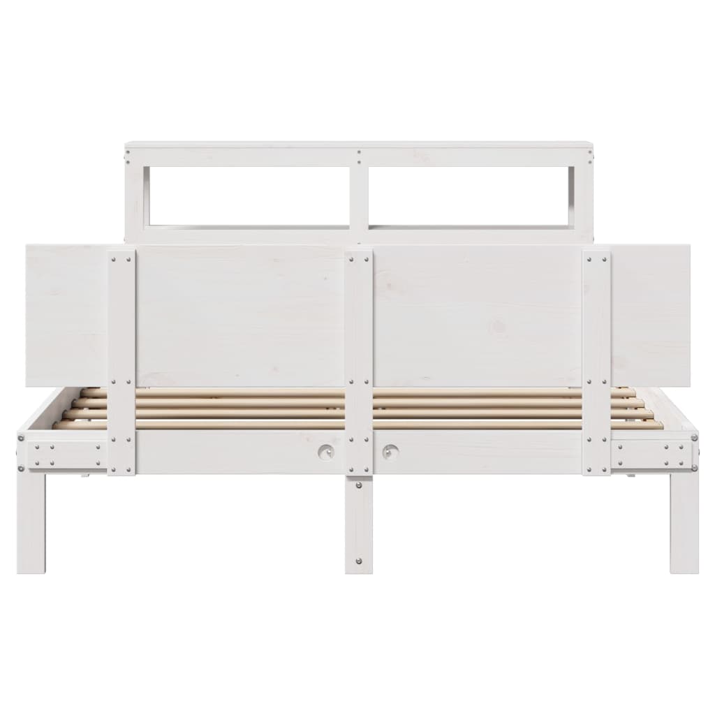 vidaXL Bed Frame with Headboard without Mattress White 150x200 cm King Size
