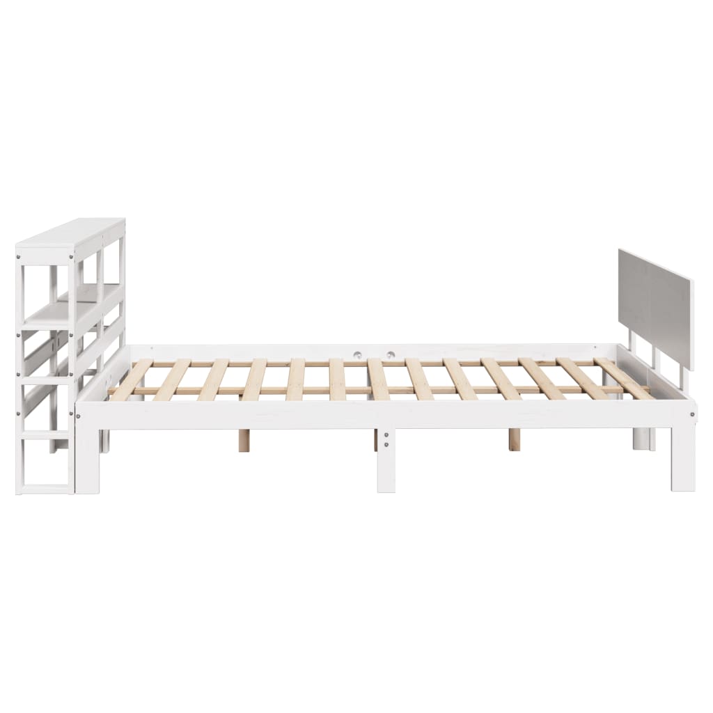 vidaXL Bed Frame with Headboard without Mattress White 150x200 cm King Size