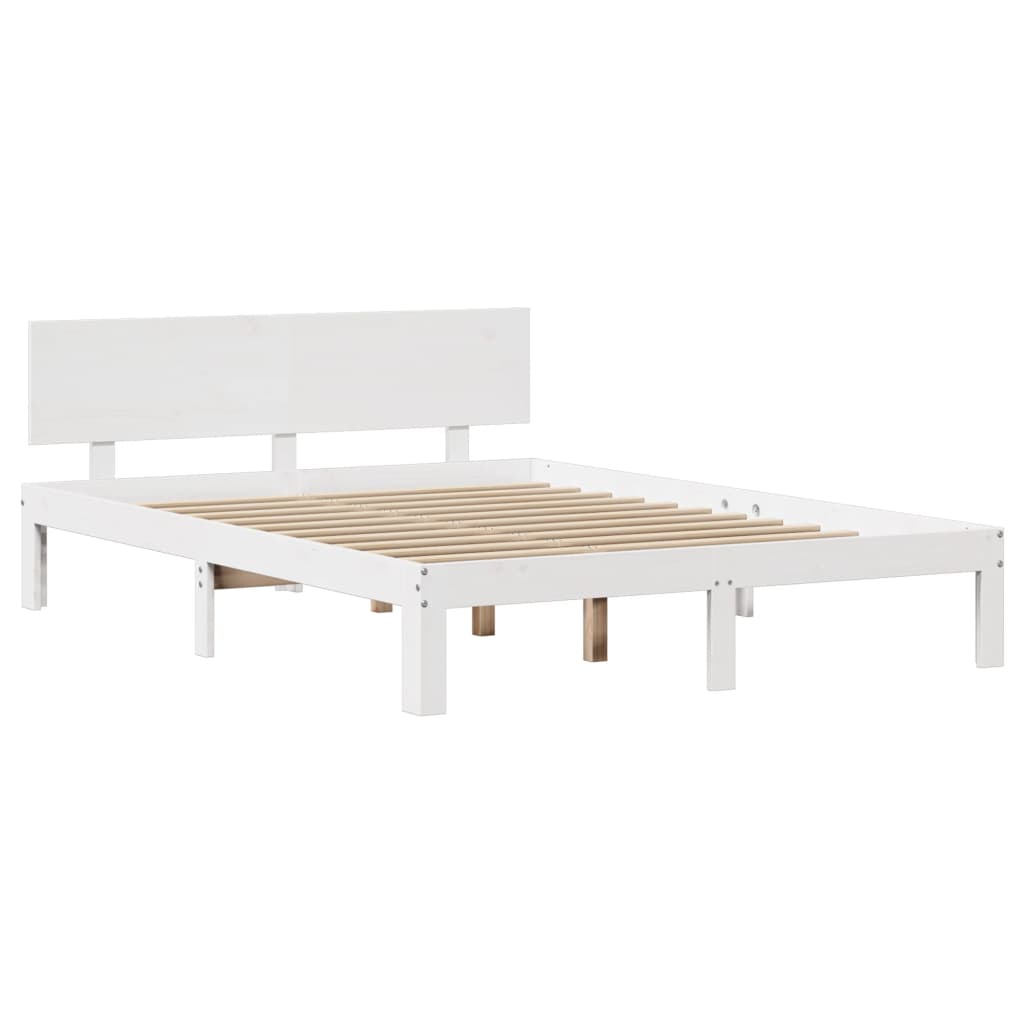 vidaXL Bed Frame with Headboard without Mattress White 150x200 cm King Size