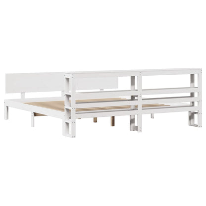 vidaXL Bed Frame with Headboard without Mattress White 180x200 cm Super King