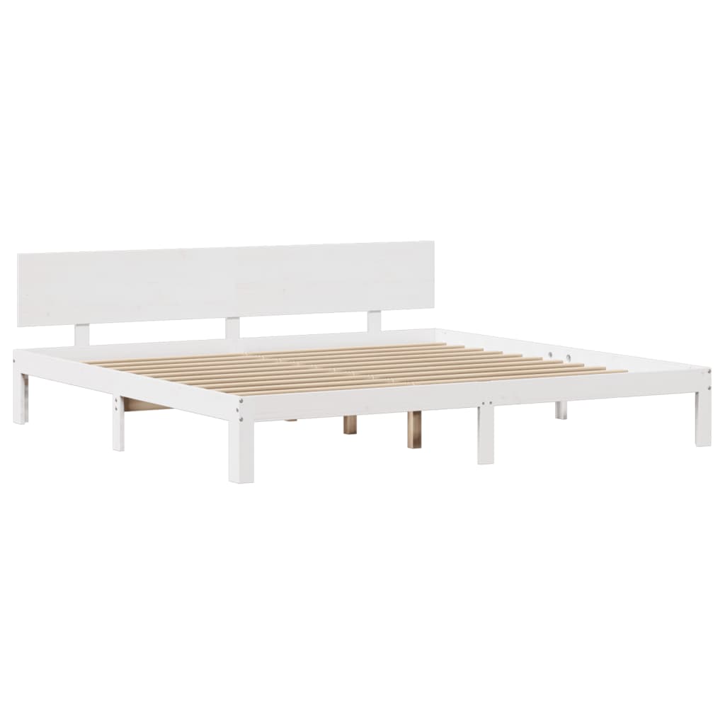 vidaXL Bed Frame with Headboard without Mattress White 180x200 cm Super King