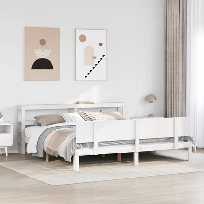 vidaXL Bed Frame with Headboard without Mattress White 200x200 cm